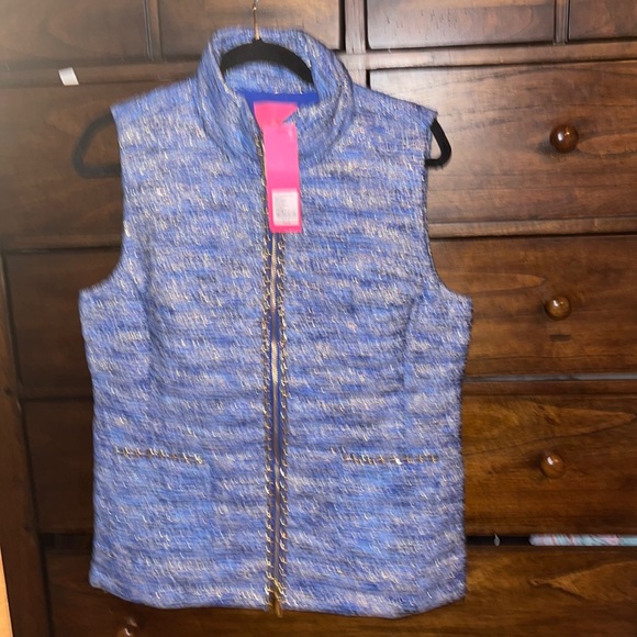 NWT Lilly Pulitzer Noella Vest Blue Thistle Resort Boucle size large org. 278.00 - Picture 2 of 11